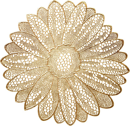 10-Piece Set of Pressed Vinyl Metallic Placemats for Weddings and Special Events (Fiore Gold)