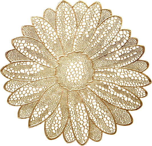 10-Piece Set of Pressed Vinyl Metallic Placemats for Weddings and Special Events (Fiore Gold)