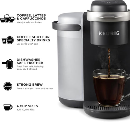 Keurig K-Cafe K-Duo: Multi-Functional Single Serve Coffee, Latte, and Cappuccino Maker in Dark Charcoal