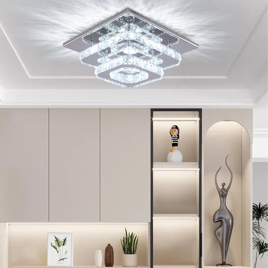 Finktonglan Modern Crystal LED Ceiling Light for Elegant Home Illumination