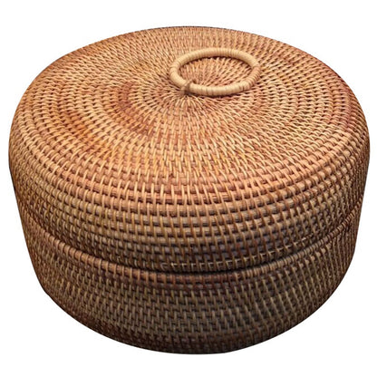 Autumn Rattan Woven Storage Fruit Basket, Dried Fruits, Sweets, Snacks, And Snack Trays, Round Storage Boxes