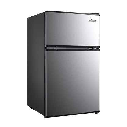 Arctic King 3.2 Cu Ft Two Door Mini Fridge with Freezer, Stainless Steel, E-Star