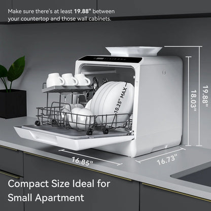 Hermitlux HMX-DW04 Countertop Portable Dishwasher with 5 Washing Programs and 5-Liter Water Tank