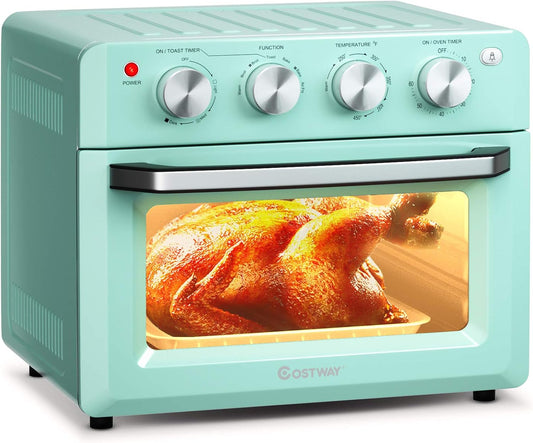 COSTWAY 7-in-1 Convection Toaster Oven with Air Fryer - 1550W Multi-Function Oven with Timer, Temperature Control & 5 Accessories
