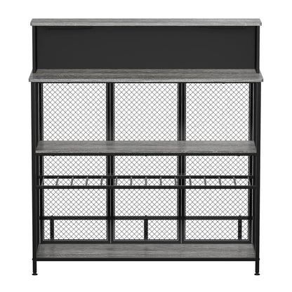 Stylish GDLF Mini Home Bar Cabinet with Storage & Footrest in Wood Gray