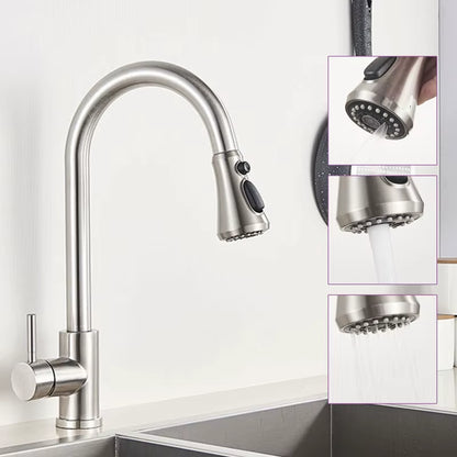 Kitchen Faucet Brushed Gold Pull Out Kitchen Sink Water Tap Single Handle Mixer Tap 360 Rotation Kitchen Shower Faucet