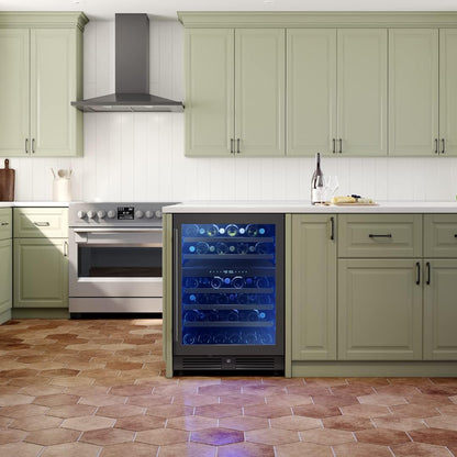 Zephyr Presrv 24" Dual Zone Wine Fridge - Stylish Mini Cooler for 45 Bottles, Perfect for Home Bar and Countertop Use, Freestanding with Elegant Glass Door