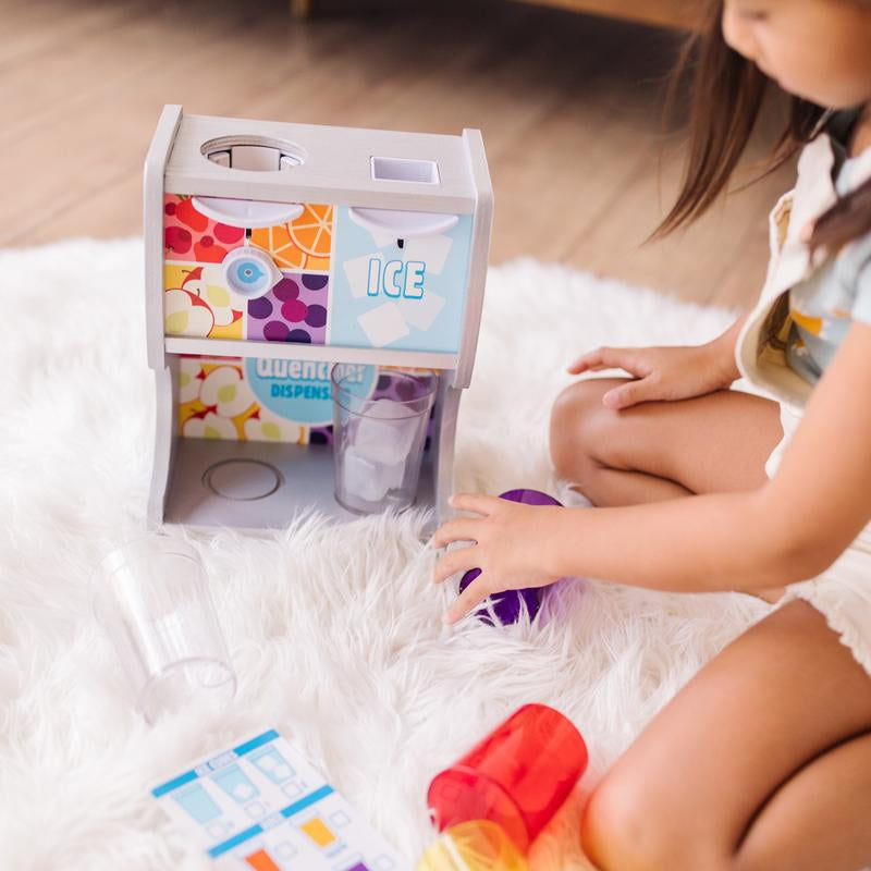 Melissa & Doug Wooden Drink Dispenser Set – Ideal for Imaginative Play with Cups, Juice Inserts, and Ice Cubes