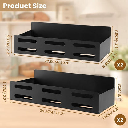 Black Metal Magnetic Rack, Suitable for Spices. for Kitchen Refrigerator and Oven Magnetic Spice Rack
