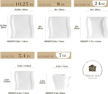 Ivory White Dinnerware Sets 60 Piece Kitchen Plates and Bowls Sets for 12 Porcelain Dish Set with Dinner Plates Set Cups