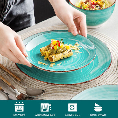 Vancasso, Series Bella, 48 Piece Stoneware Dinnerware Set, Green Dinner Set, Service for 12
