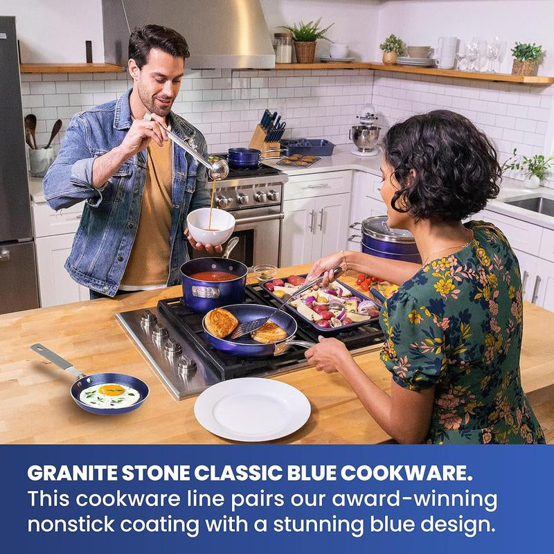 Blue Mini Nonstick Egg and Omelet Pan - 5.5” Single Serve Frying Pan with Diamond Infusion, Ideal for Eggs and Pancakes, Non-Toxic and Dishwasher Safe