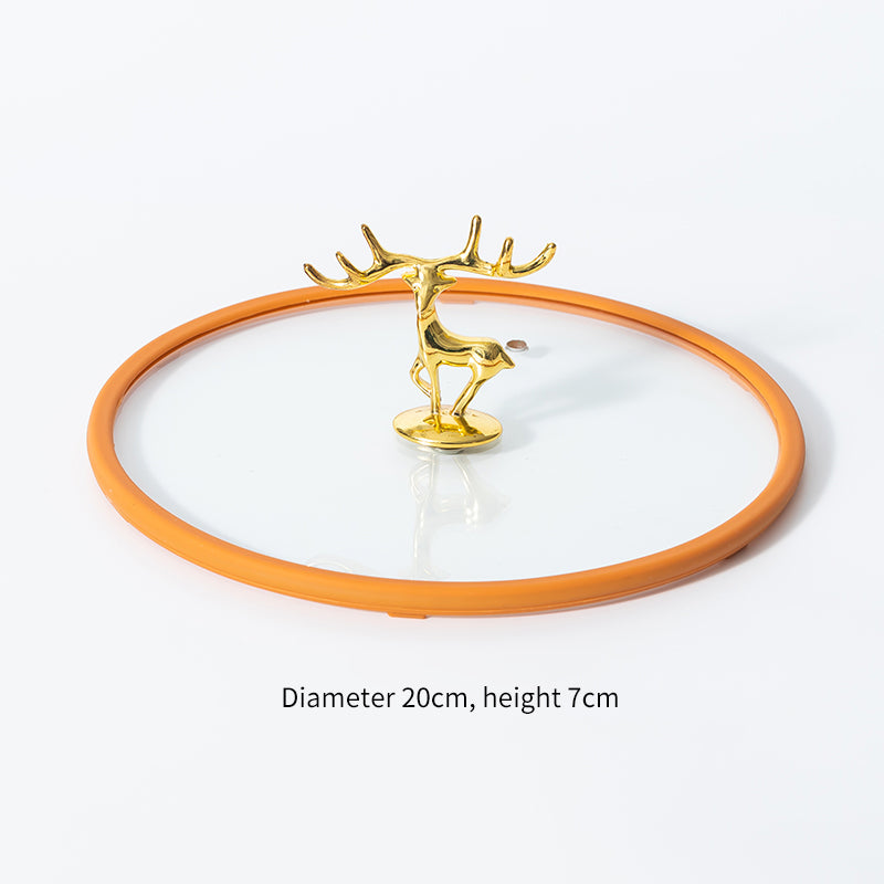 Color: Golden Deer Orange Edge, Size: 20cm - Transparent Visible Pot Lid Universal Tempered Glass Lid