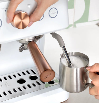 Café Bellissimo Semi-Automatic Espresso Machine with Milk Frother, Wi-Fi Connectivity, Built-In Bean Grinder, 15-Bar Pump, and 95-Ounce Water Reservoir in Steel Silver