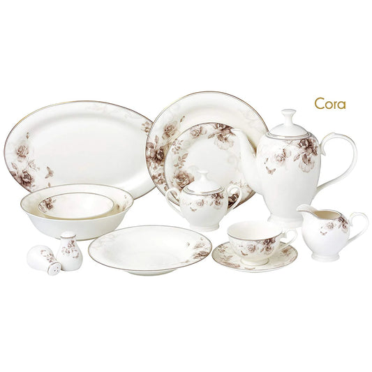 Lorenzo Import Cora-57 57 Piece Dinnerware Set & Bone China Service for 8 People - Cora
