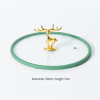 Color: Golden Deer with green edges, Size: 20cm - Transparent Visible Pot Lid Universal Tempered Glass Lid