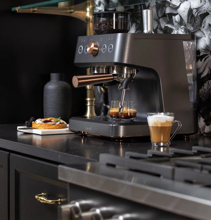 Café Bellissimo Semi-Automatic Espresso Machine with Milk Frother, Wi-Fi Connectivity, Built-In Bean Grinder, 15-Bar Pump, and 95-Ounce Water Reservoir in Steel Silver