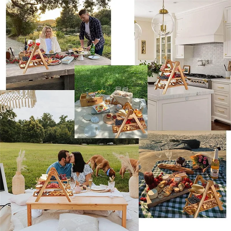 3 Tier Serving Tray Wood Tiered Tray Decor Cake Stand Farmhouse Tiered Tray Party Serving Dishes and Trays