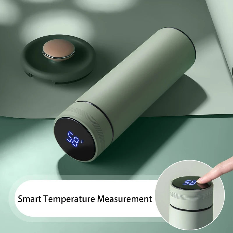 500ml Stainless Steel Smart Water Bottle with Temperature Display - Leakproof Vacuum Flask for Beverages - Perfect Holiday Gift