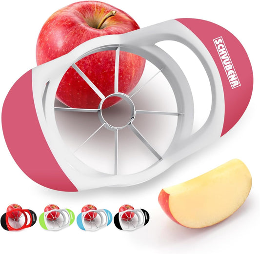 SCHVUBENR Professional 3.5-Inch Apple Slicer and Corer - Premium Stainless Steel Cutter with 8 Sharp Blades (Pink)