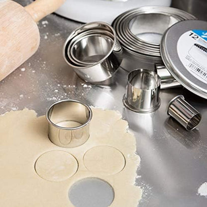 Professional 12-Piece Aluminum Round Cutter Set for Baking (6 Sizes)
