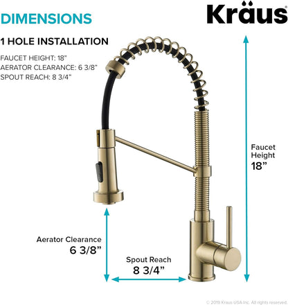 KRAUS Bolden Pull-Down Faucet in Brushed Gold: Elevate Your Kitchen Aesthetics