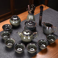 Color: Beauty, Style: 13PCS Marigolds Set - Flambe Jian Ware Kung Fu Tea Set Suit