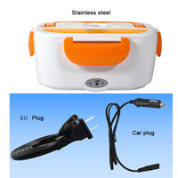 Color: Orange Steel, Model: EU and Car - Portable Electric Heating Lunch Box