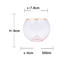 Color: Pink, Size: 500ml - Glass wine glass