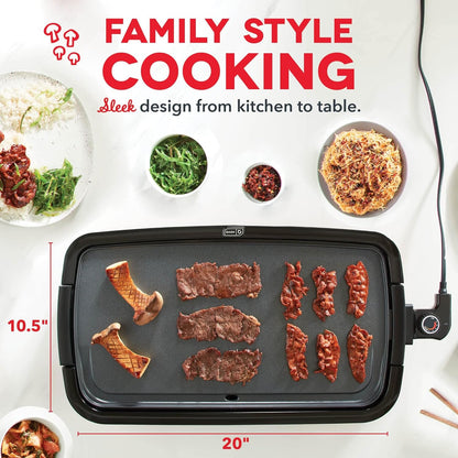 DASH Deluxe Electric Griddle - 1500W Nonstick Plate for Perfect Pancakes, Burgers & More - Easy Clean with Drip Tray & Recipe Book - Aqua 20” x 10.5”