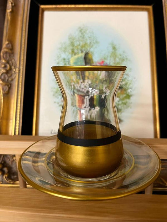 Exquisite Gold and Black Turkish Tea Set for an Enhanced Tea Experience