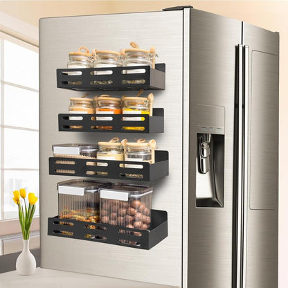 Black Metal Magnetic Rack, Suitable for Spices. for Kitchen Refrigerator and Oven Magnetic Spice Rack