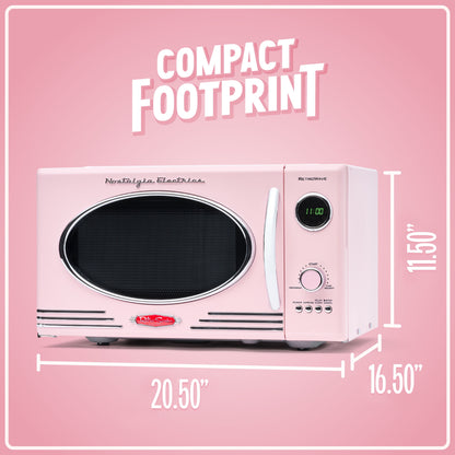 Nostalgia Retro Microwave for Countertop 0.9 Cu Ft Vintage Microwave, Pink