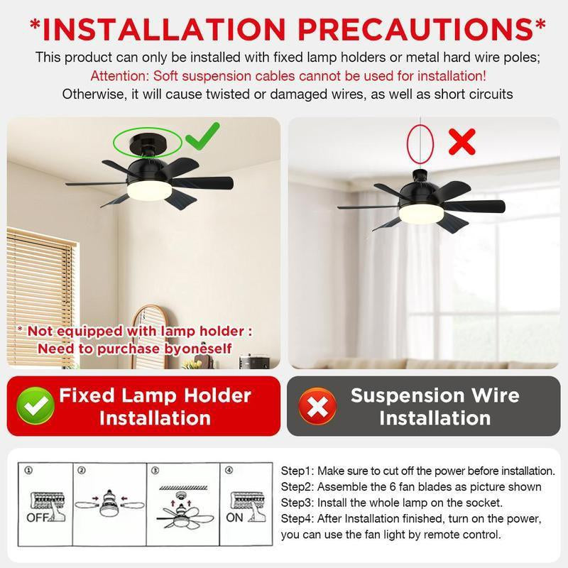 LED Ceiling Fan Light with Remote & APP Control, 40W E26/27 LED Ceiling Fan Lamp with 6 Wind Speeds, Dimmable Fan Lamps for Summer, Indoor LED Light for Bedroom, Kitchen, Living Room, Ceiling Fan with Light