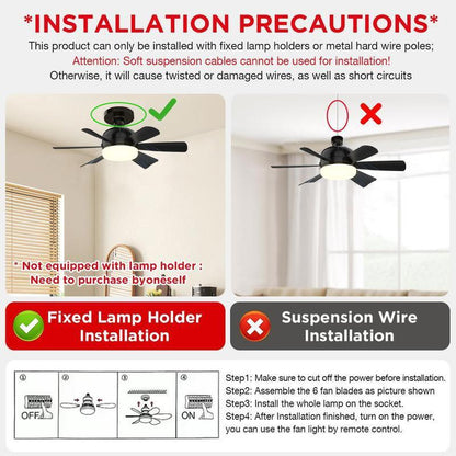 LED Ceiling Fan Light with Remote & APP Control, 40W E26/27 LED Ceiling Fan Lamp with 6 Wind Speeds, Dimmable Fan Lamps for Summer, Indoor LED Light for Bedroom, Kitchen, Living Room, Ceiling Fan with Light