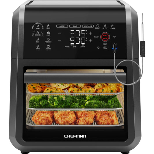 Chefman Exacttemp 12 Qt Air Fryer, Black - Automatic Shutoff, Digital Display