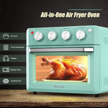 COSTWAY 7-in-1 Convection Toaster Oven with Air Fryer - 1550W Multi-Function Oven with Timer, Temperature Control & 5 Accessories