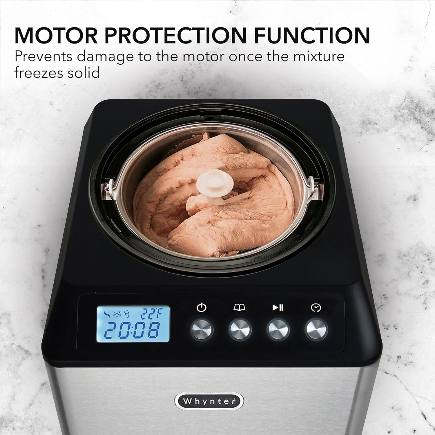 Whynter ICM-201SB Automatic Ice Cream Maker with Built-In Compressor, 2.1 Qt Capacity, LCD Digital Display, and Timer, Stainless Steel