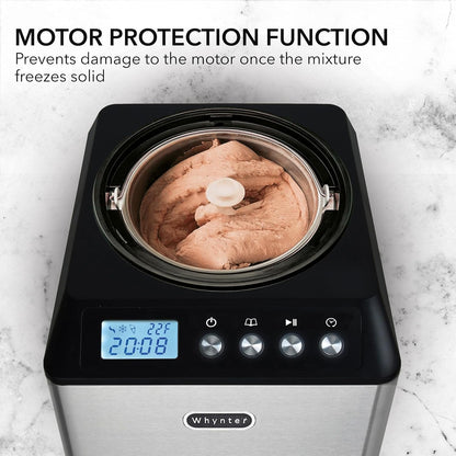 Whynter ICM-201SB Automatic Ice Cream Maker with Built-In Compressor, 2.1 Qt Capacity, LCD Digital Display, and Timer, Stainless Steel