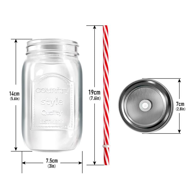 Mason Jars Wide Mouth with Lid,Container Clear Glass Bottle,Juice Container,Glass Bottle with Straw,Kitchen Utensils,6 Count Canister Tin,Two Styles Transparent Oval