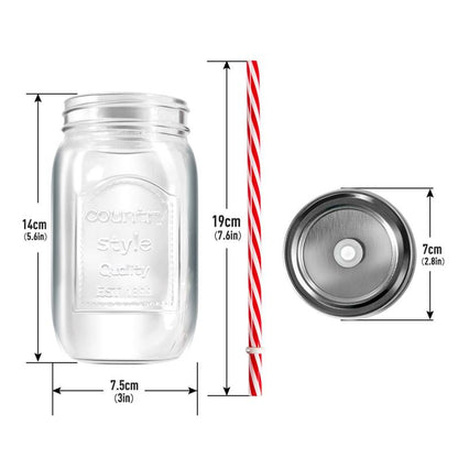 Mason Jars Wide Mouth with Lid,Container Clear Glass Bottle,Juice Container,Glass Bottle with Straw,Kitchen Utensils,6 Count Canister Tin,Two Styles Transparent Oval