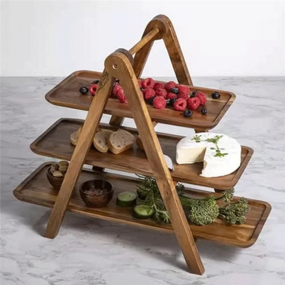 3 Tier Serving Tray Wood Tiered Tray Decor Cake Stand Farmhouse Tiered Tray Party Serving Dishes and Trays
