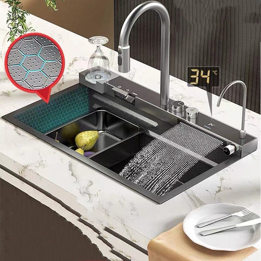 Color: Grey, style: Mermaid sink - Sink Large Single Slot Vegetable Washing Basin