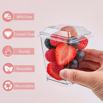 50 Pack 5 Oz Dessert Cups with Lids and Spoons, Plastic Parfait Cups with Lids Clear Mini Dessert Cups with Spoons for Party Individual Pudding Yogurt Fruit Trifle Jello