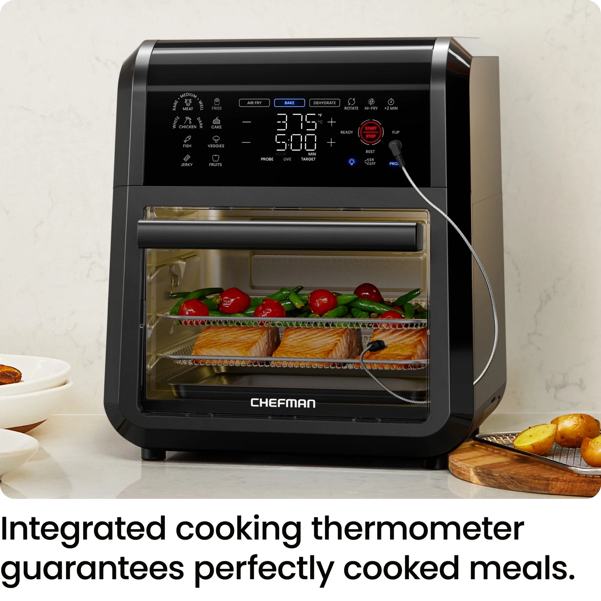 Chefman Exacttemp 12 Qt Air Fryer, Black - Automatic Shutoff, Digital Display