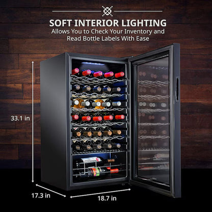 18.7-In W 34-Bottles Black Freestanding Indoor Wine Cooler
