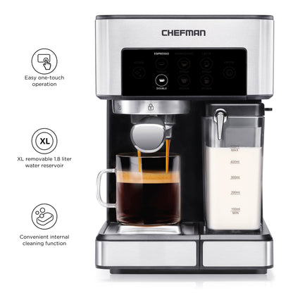 Chefman 1.8L Barista Pro Espresso Machine in Stainless Steel