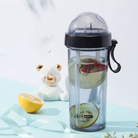 Color: Black, capacity: 600ml - Double Drinking Cup Milk Tea Cup Large Capacity Separated Straw Cup