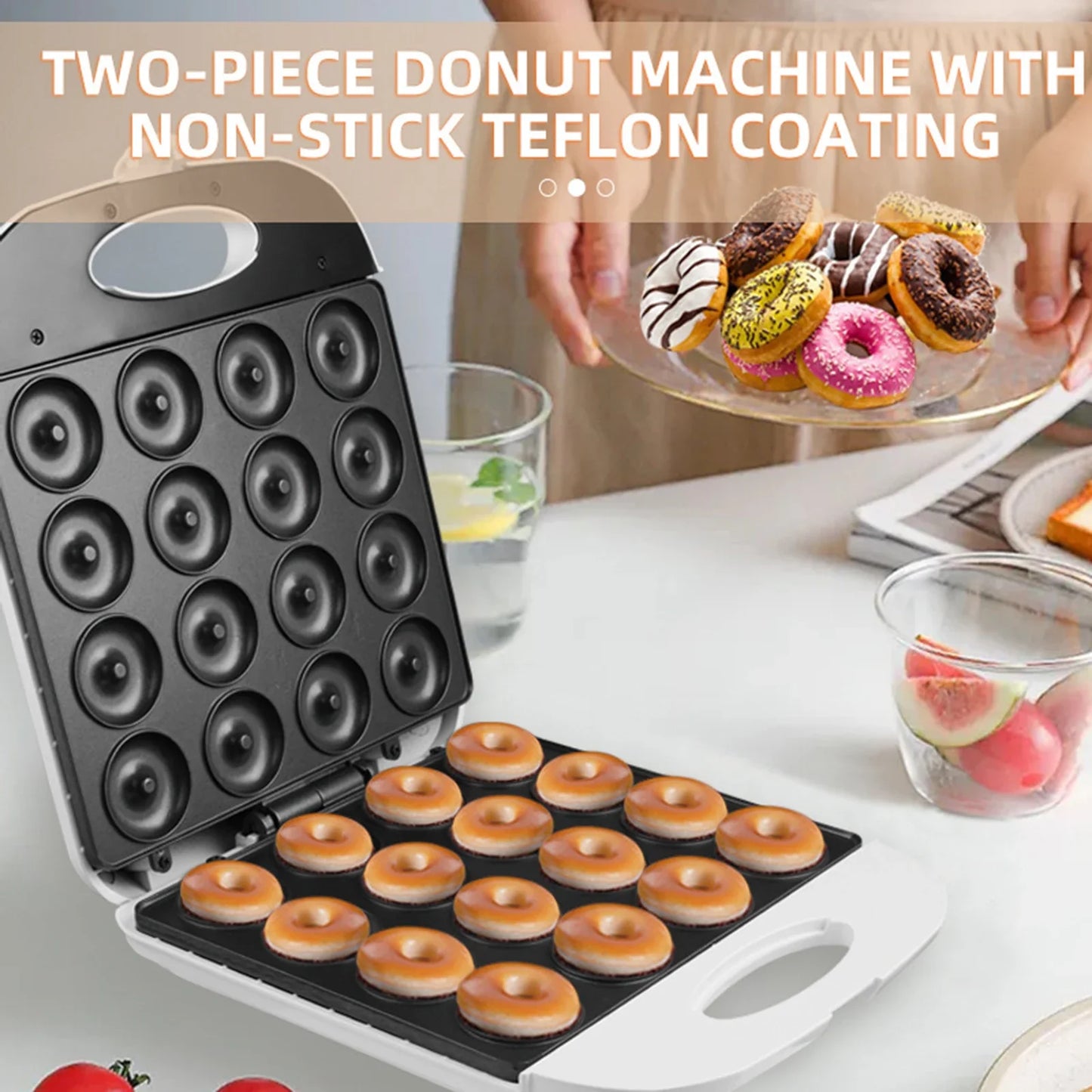 110-220V Donut Maker Non Stick Coating Kitchen Donut Maker 16 Holes Electric Baking Machine for Breakfast Bread Bakeware Sets
