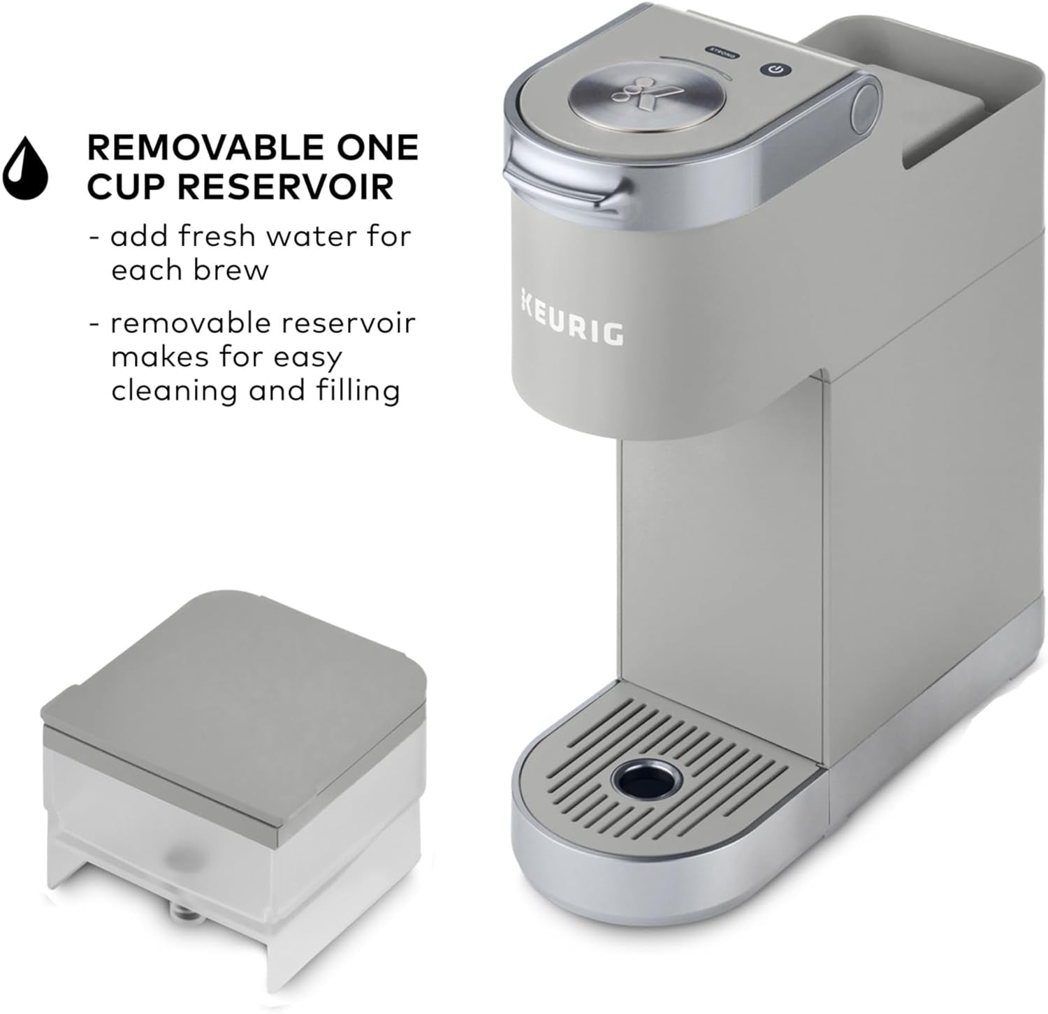 Keurig K-Mini Plus Coffee Maker - Compact & Convenient Single Serve with 6-12oz Brew Sizes, Holds 9 K-Cup Pods, Travel Mug Friendly - Studio Gray